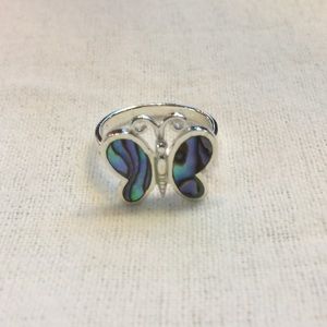 Sterling Silver Abalone Butterfly Ring